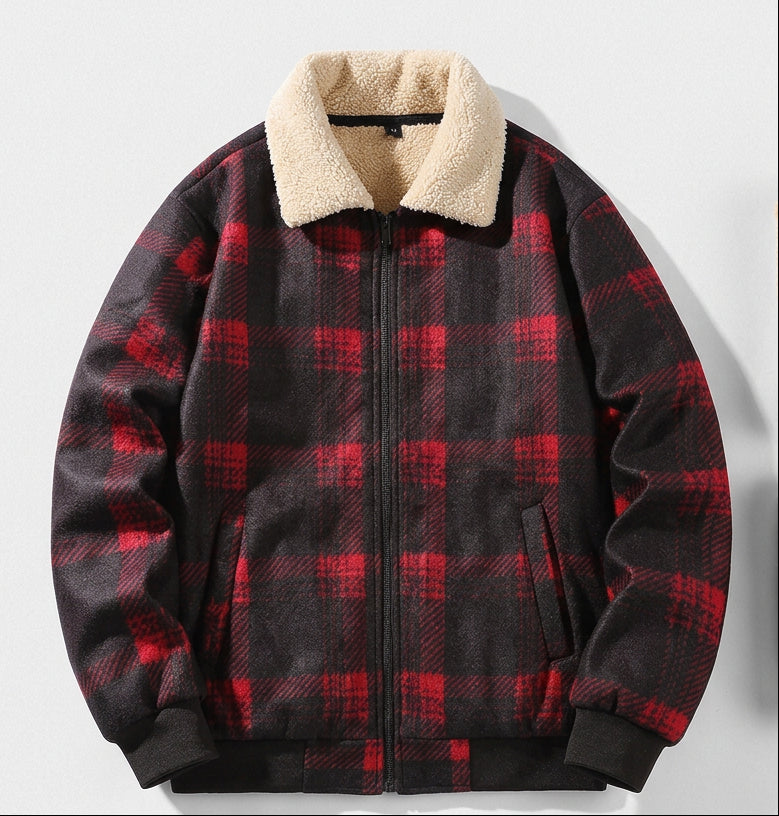 Natalia Plaid Sherpa Lined Bomber Jacket