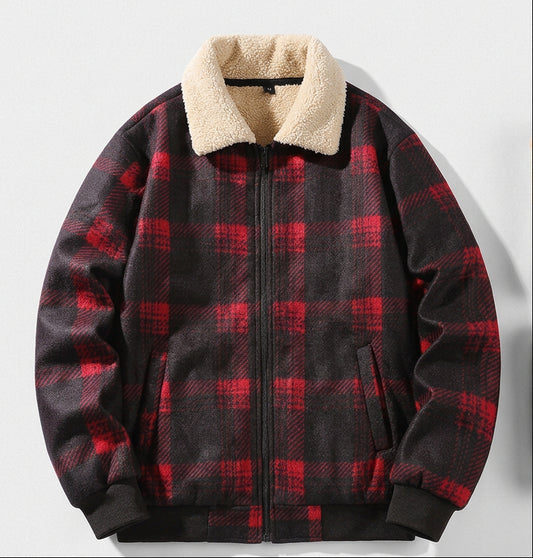 Natalia Plaid Sherpa Lined Bomber Jacket