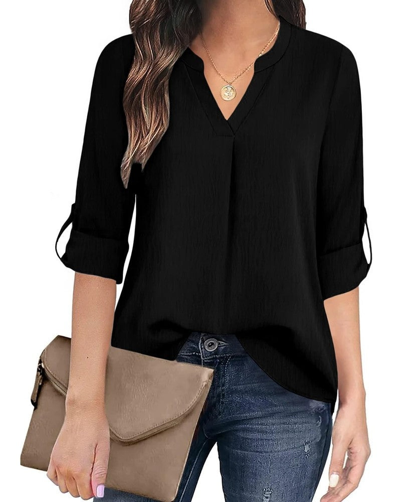 Natalie Relaxed Split Neck Blouse