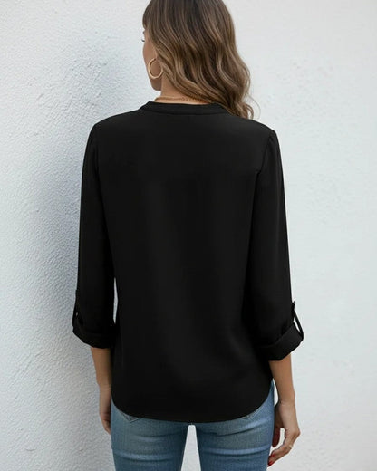 Natalie Relaxed Split Neck Blouse
