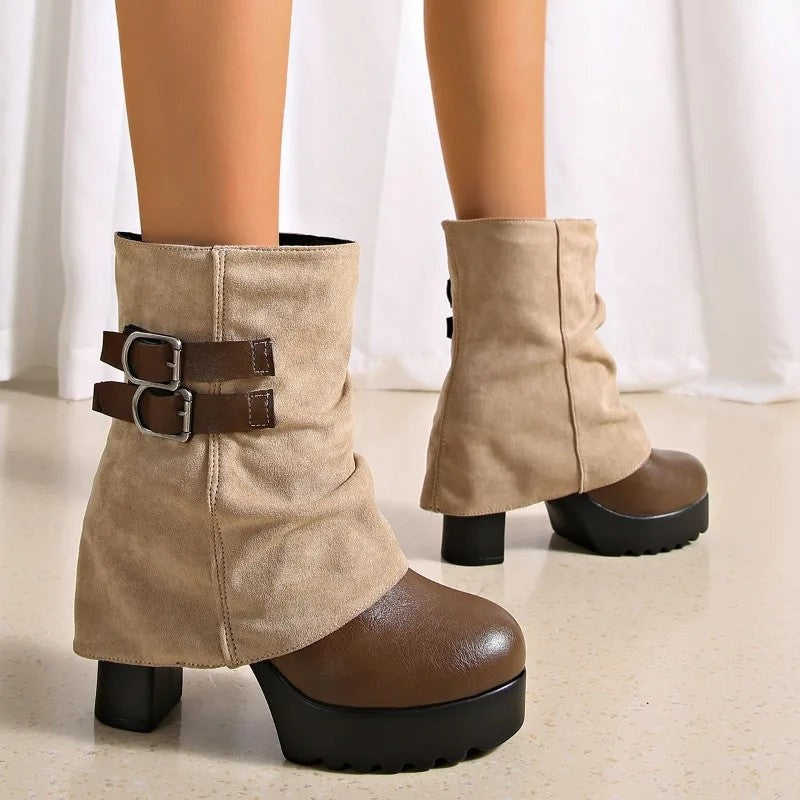 Nicole Platform Block Heel Ankle Boots