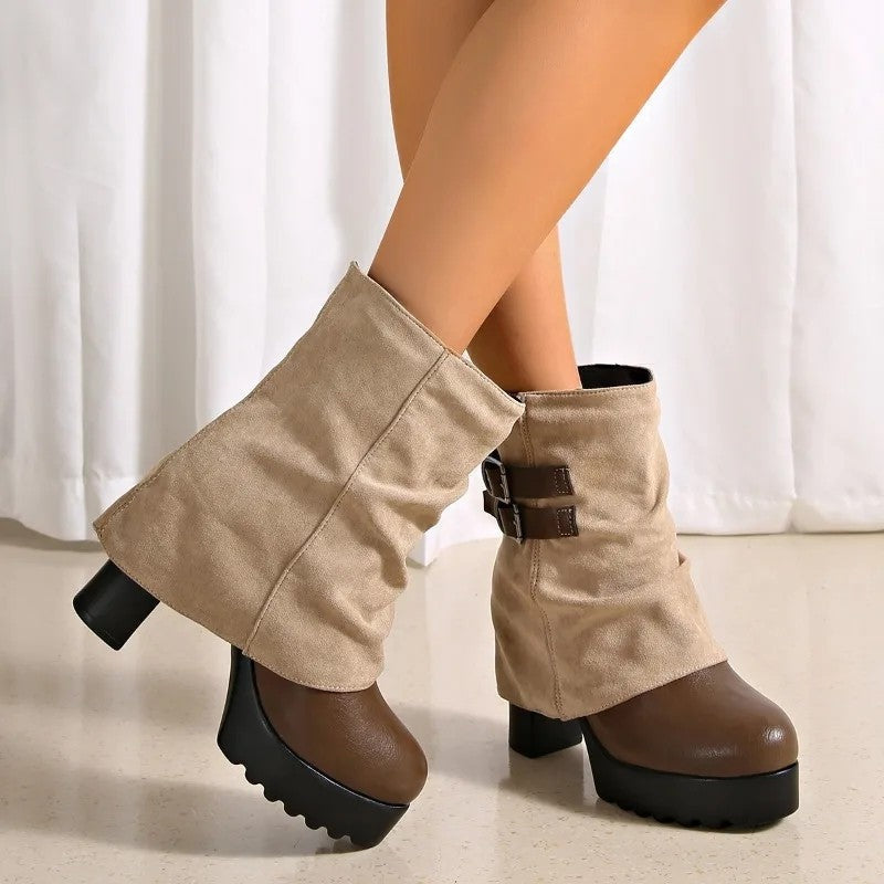 Nicole Platform Block Heel Ankle Boots