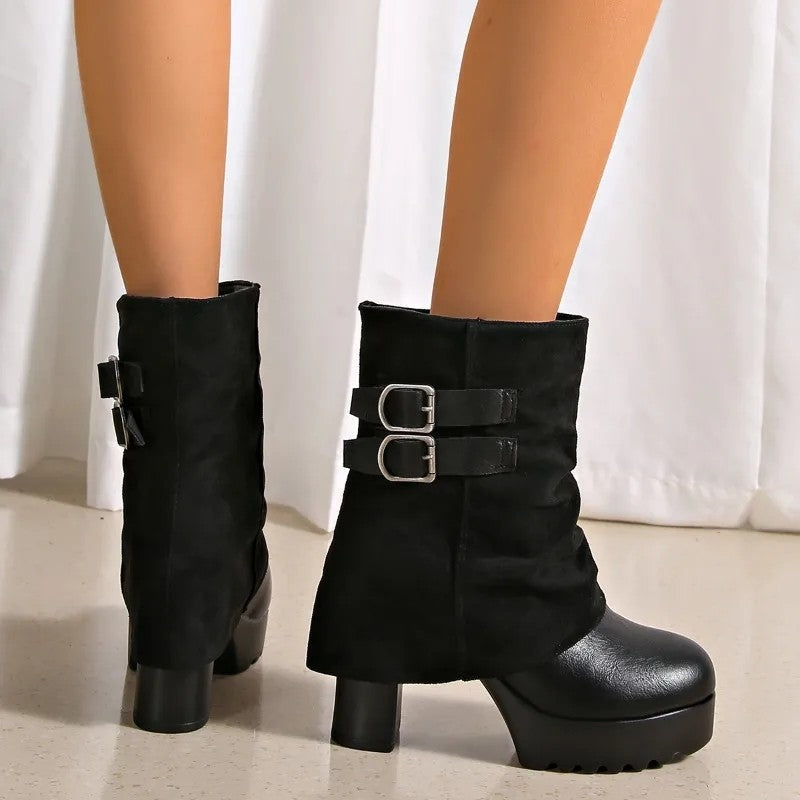 Nicole Platform Block Heel Ankle Boots