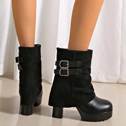 Nicole Platform Block Heel Ankle Boots