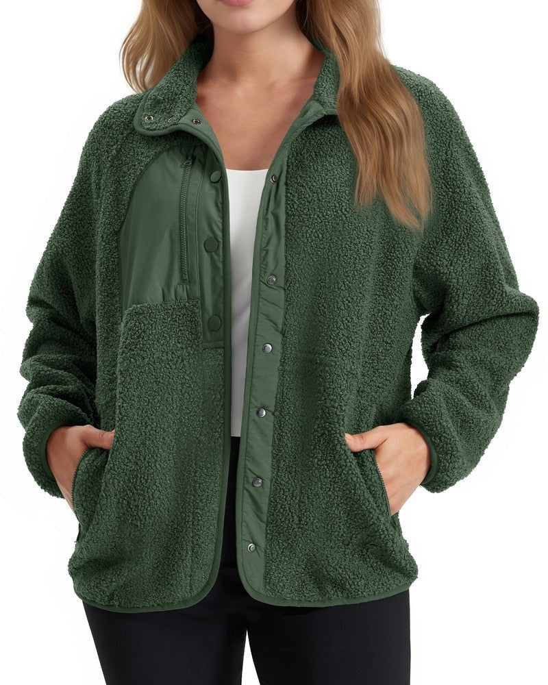 Nils Relaxed Fleece Snap-Front Jacket