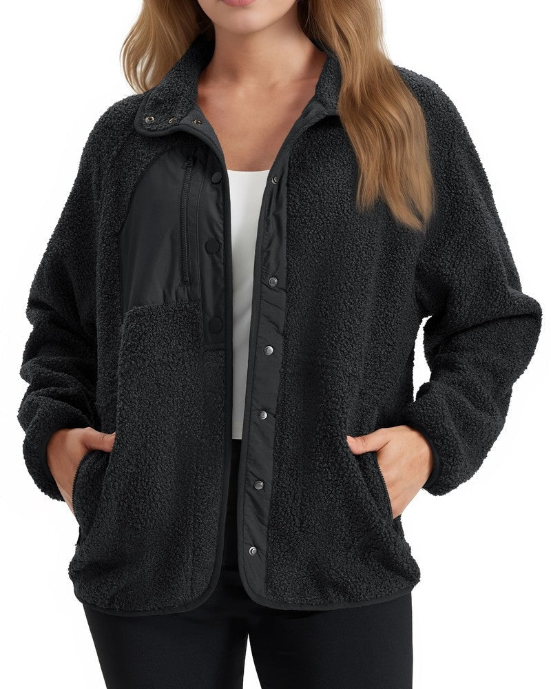 Nils Relaxed Fleece Snap-Front Jacket