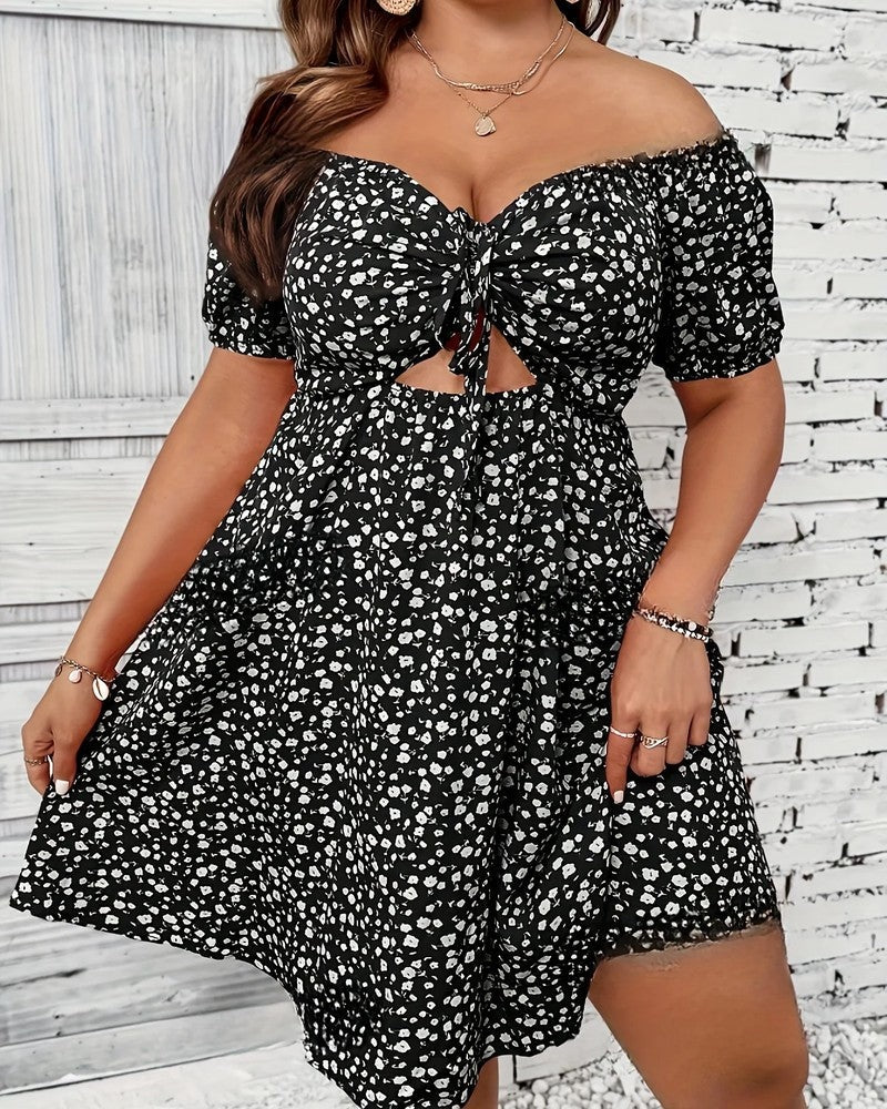 Nina Women's Floral Off-Shoulder Cutout Mini Dress