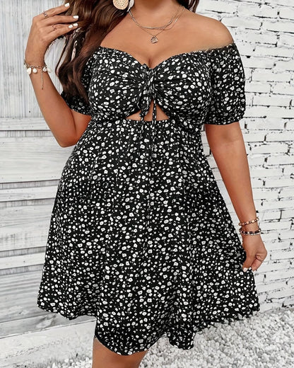 Nina Women's Floral Off-Shoulder Cutout Mini Dress