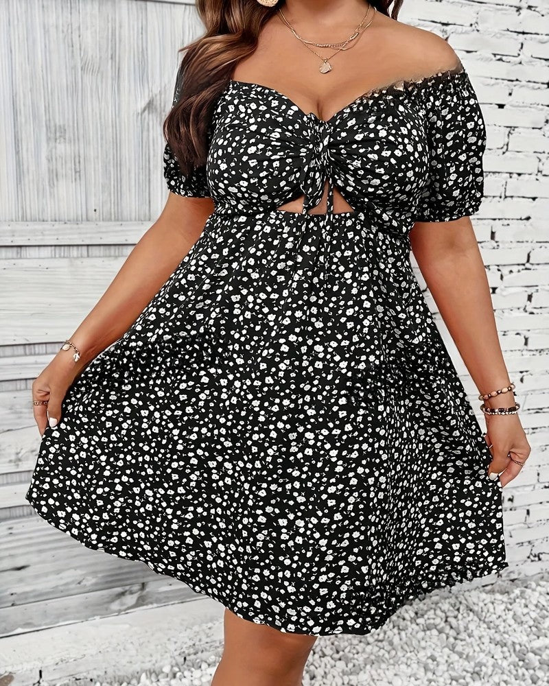 Nina Women's Floral Off-Shoulder Cutout Mini Dress