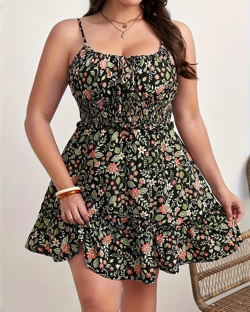 Nina Women's Floral Smocked Ruffle Mini Dress