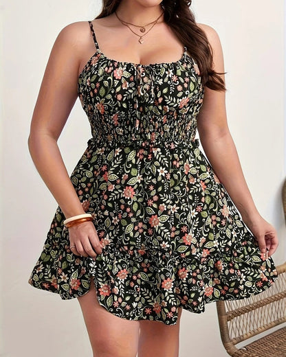 Nina Women's Floral Smocked Ruffle Mini Dress