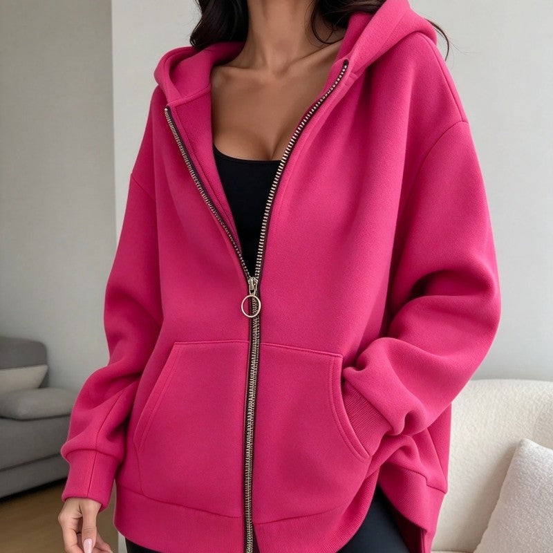 Nina Women's Relaxed Zip Hoodie Sweatshirt