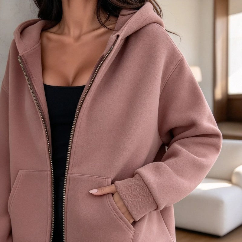 Nina Women's Relaxed Zip Hoodie Sweatshirt