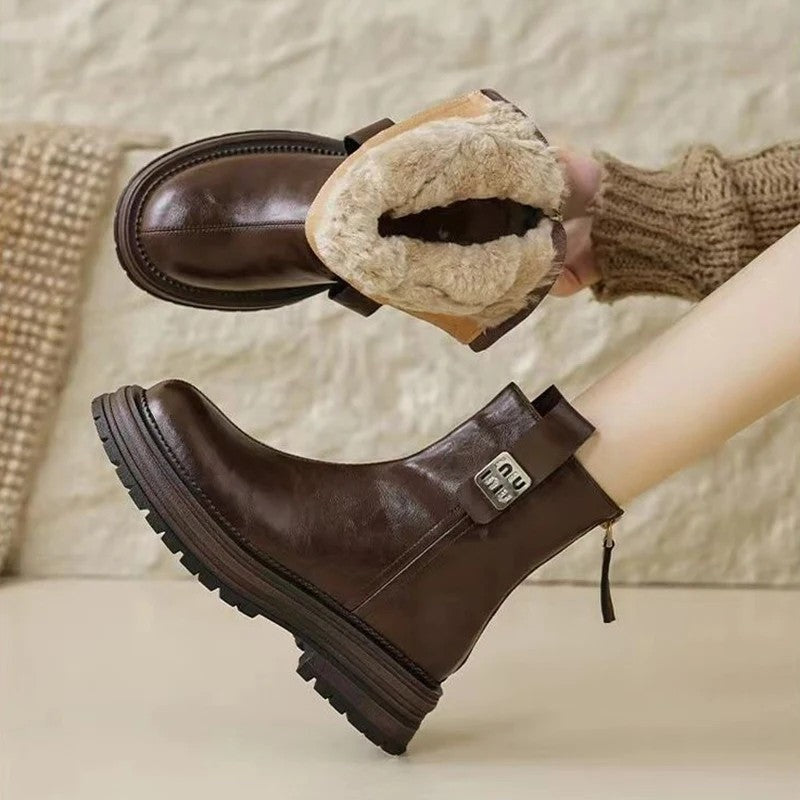 Nina Women's Shearling Lined Lug Sole Ankle Boots
