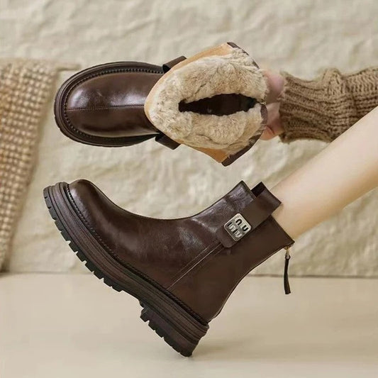 Nina Women's Shearling Lined Lug Sole Ankle Boots