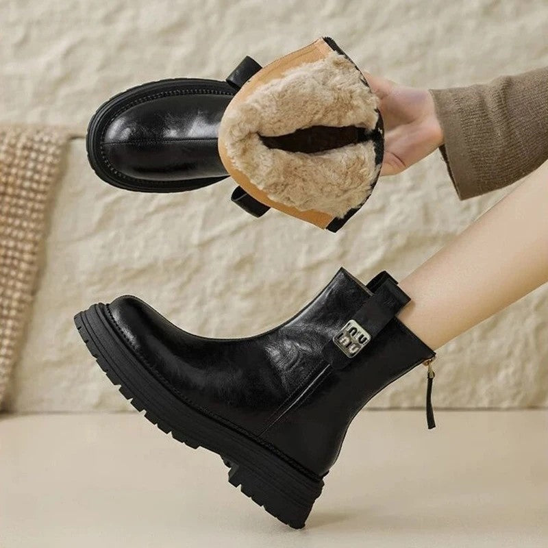 Nina Women's Shearling Lined Lug Sole Ankle Boots