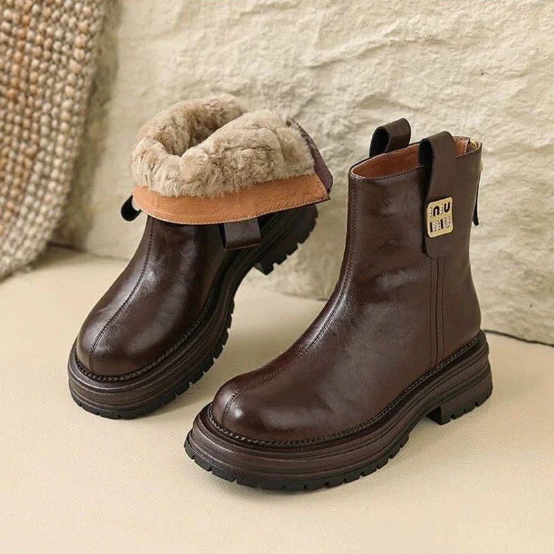 Nina Women's Shearling Lined Lug Sole Ankle Boots