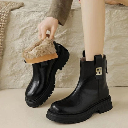 Nina Women's Shearling Lined Lug Sole Ankle Boots