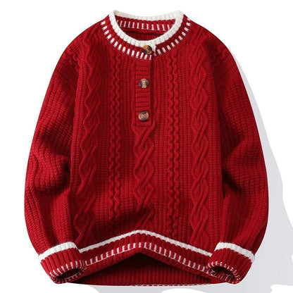 Pablo Cable Knit Button-Up Sweater