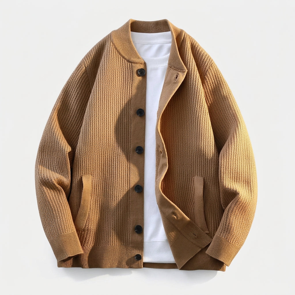 Paolo Relaxed Waffle Knit Button-Up Jacket