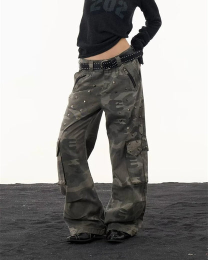 Petra Camo Studded Cargo Pants