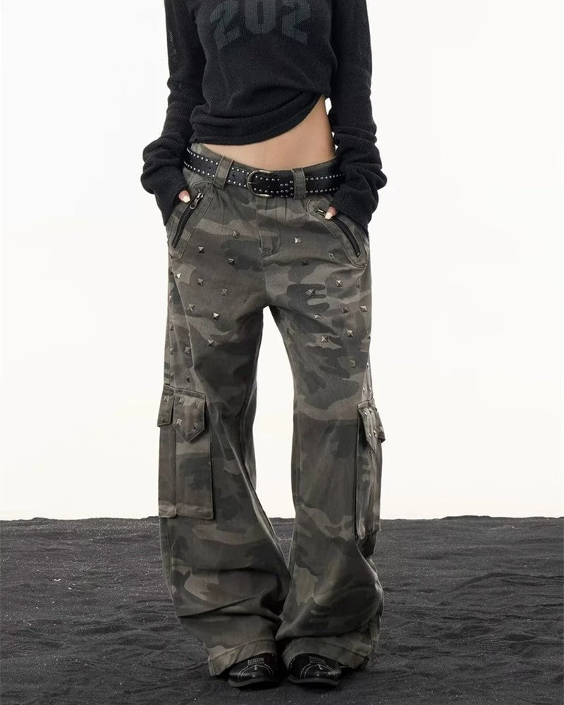 Petra Camo Studded Cargo Pants