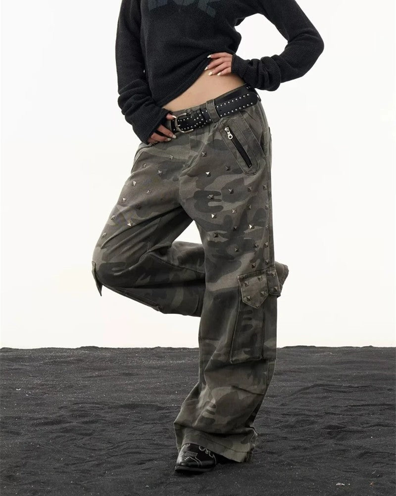 Petra Camo Studded Cargo Pants