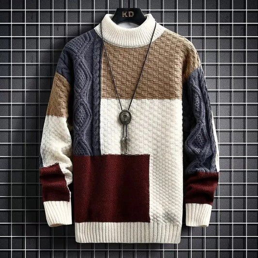 Rafael Patchwork Textured Knit Sweater