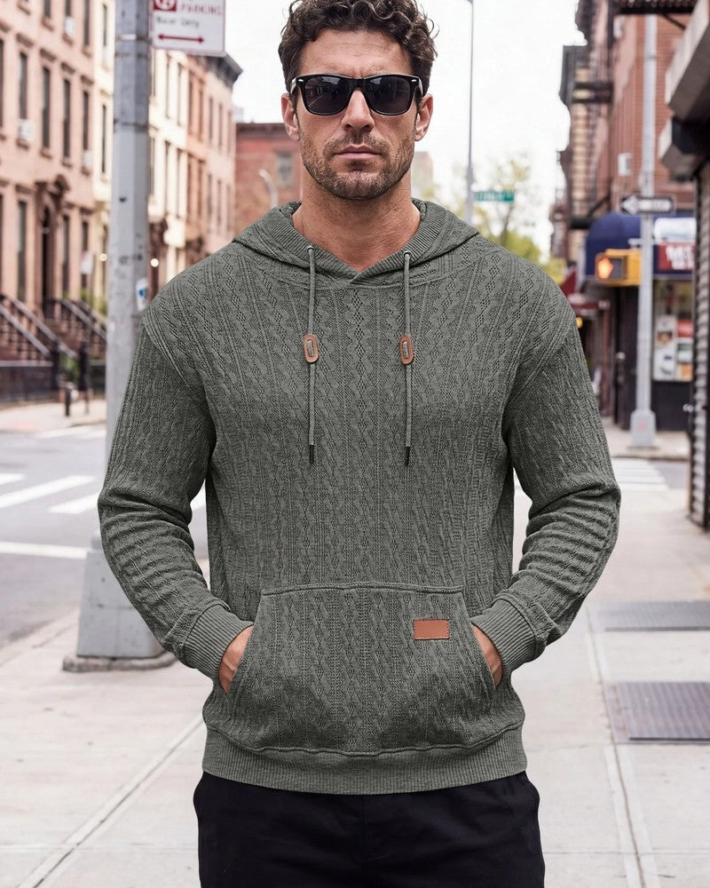 Ralph Men's Textured Knit Hooded Sweatshirt