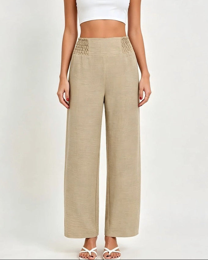 Renee Relaxed Smocked Waist Wide-Leg Pants