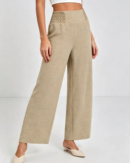 Renee Relaxed Smocked Waist Wide-Leg Pants