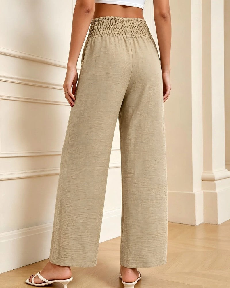 Renee Relaxed Smocked Waist Wide-Leg Pants