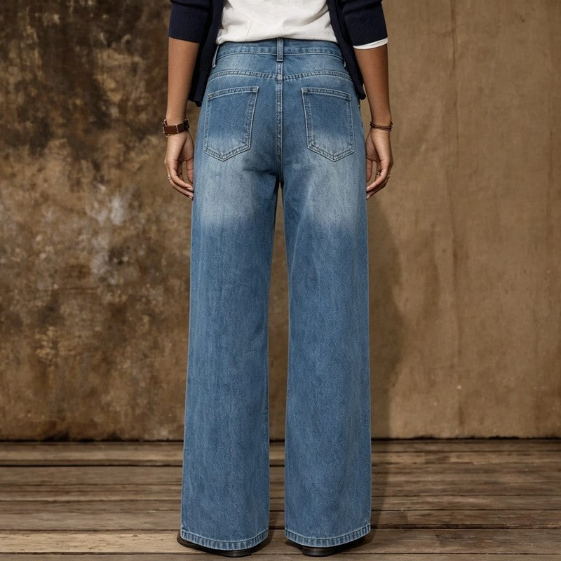 Samantha Wide-Leg Button Detail Jeans