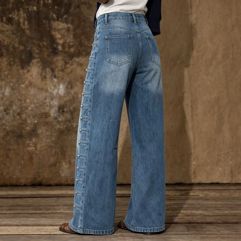 Samantha Wide-Leg Button Detail Jeans