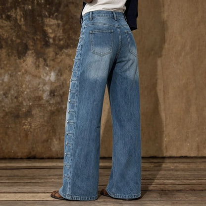 Samantha Wide-Leg Button Detail Jeans