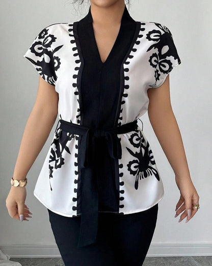 Siena Graphic Belted Kimono Top