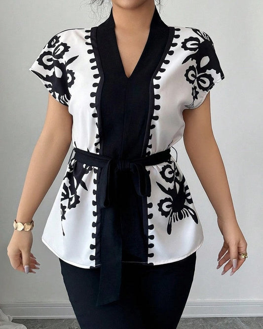 Siena Graphic Belted Kimono Top