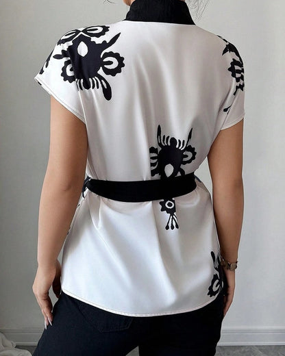 Siena Graphic Belted Kimono Top