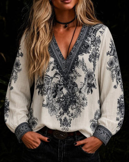 Sienna Floral Boho V-Neck Blouse