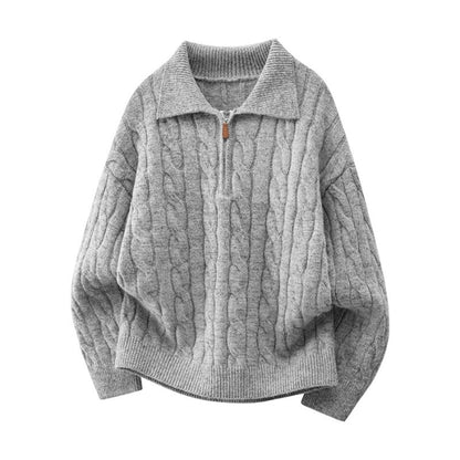 Simon Men's Cable Knit Quarter-Zip Sweater