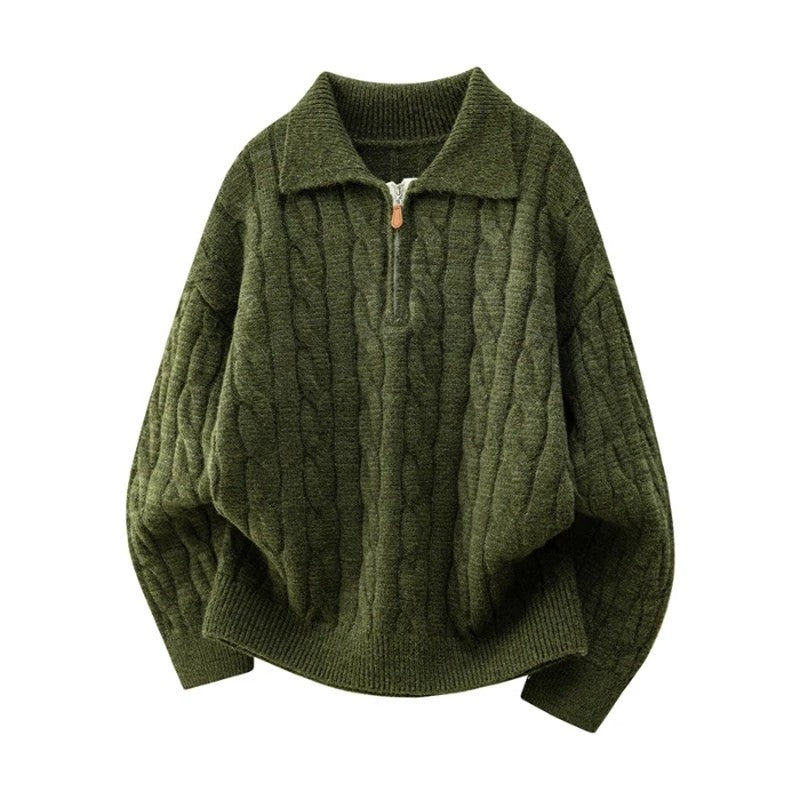 Simon Men's Cable Knit Quarter-Zip Sweater