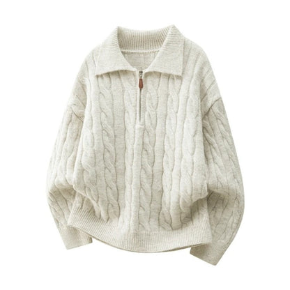 Simon Men's Cable Knit Quarter-Zip Sweater
