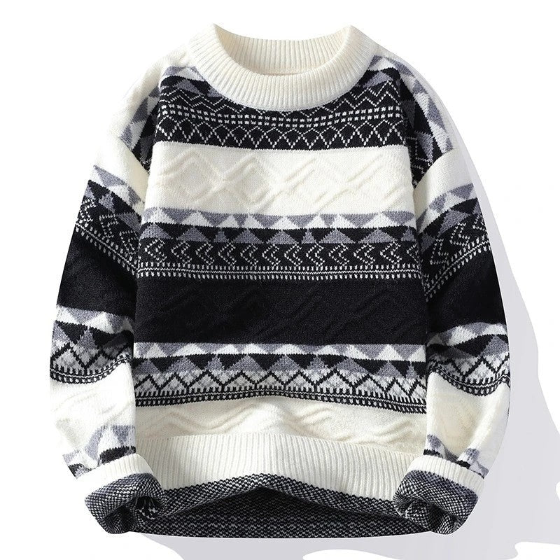 Simon Men's Relaxed Knit Pattern Sweater