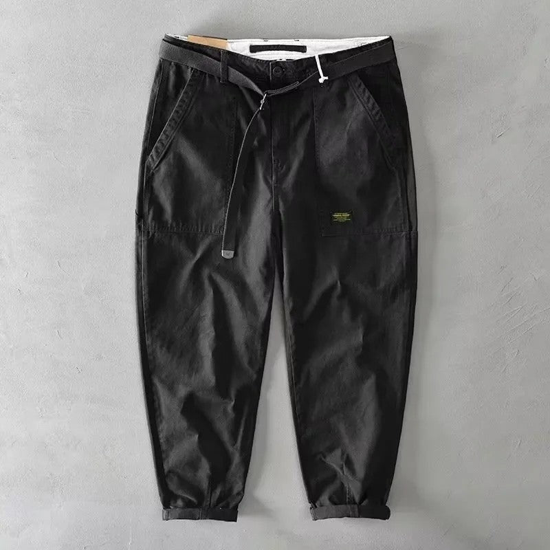 Simon Men's Relaxed Tapered Belted Pants