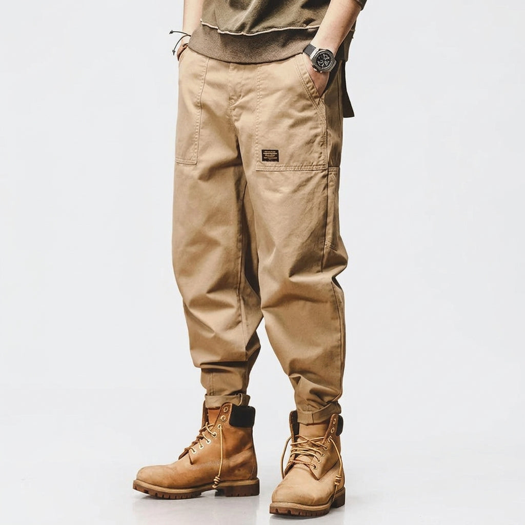 Simon Men's Relaxed Tapered Belted Pants