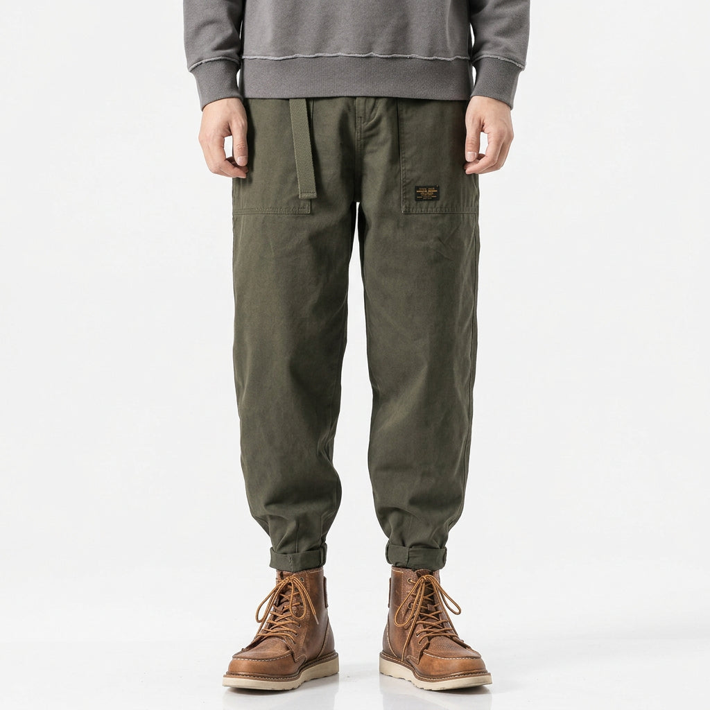 Simon Men's Relaxed Tapered Belted Pants