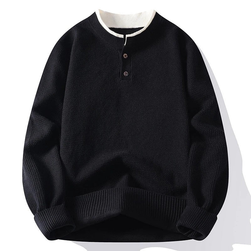 Simon Men's Textured Knit Henley Pullover