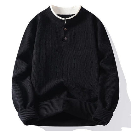 Simon Men's Textured Knit Henley Pullover