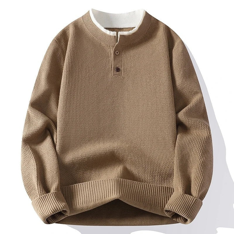 Simon Men's Textured Knit Henley Pullover