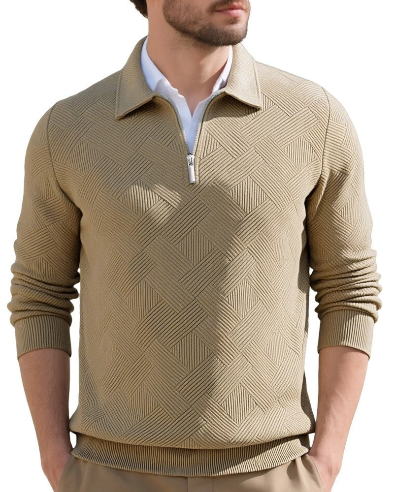 Simon Men's Textured Quarter-Zip Knit Pullover
